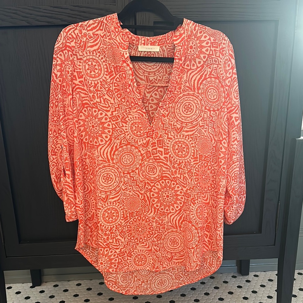 Women's Orange Patterned Top